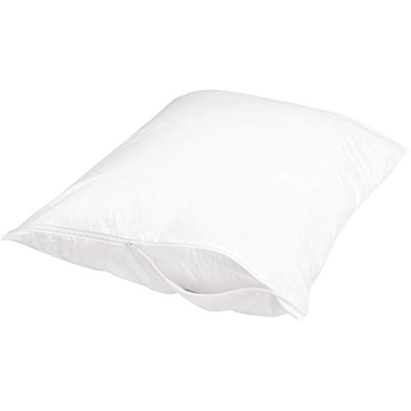 Standard Breathable 100% Cotton Hypoallergenic Pillow Protector with Zipper, Machine Washable, White, 27 x 21 Inches, Pillows Not Included