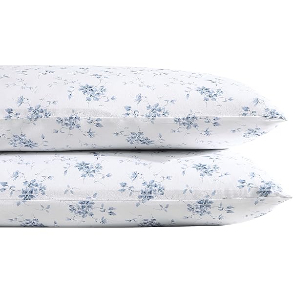 - Pillowcase Set, Smooth & Wrinkle-Resistant Cotton Sateen Bedding, 2 Piece Pillowcases (Garden Muse Blue, Standard)